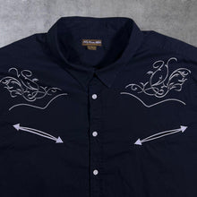Load image into Gallery viewer, Early 00's Atlas For Men Cowboy Western Filigree Pattern Black Cotton Long Sleeve Shirt
