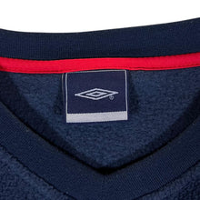 Load image into Gallery viewer, Early 00&#39;s Umbro Embroidered Mini Logo Navy Blue V-Neck Fleece Sweatshirt

