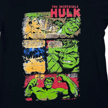 Load image into Gallery viewer, Marvel THE INCREDIBLE HULK Superhero Comic Book Stripe Spellout Graphic T-Shirt
