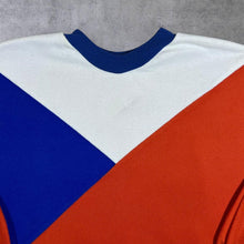 Load image into Gallery viewer, Vintage 90's White Blue Red-Orange Colour Block Crewneck Sweatshirt
