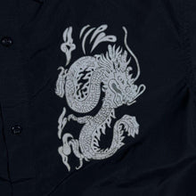 Load image into Gallery viewer, Early 00's Icono Gothic Y2K Dragon Graphic Black Short Sleeve Shirt
