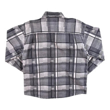 Load image into Gallery viewer, Vintage Elivya Sportswear Grey White Check Western Style Cotton Linen Long Sleeve Shirt
