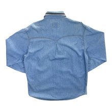 Load image into Gallery viewer, Vintage Stockerpoint Cowboy Western Blue Denim Popper Long Sleeve Shirt
