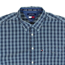Load image into Gallery viewer, Early 00&#39;s Tommy Hilfiger Tommy Jeans Blue White Check Short Sleeve Cotton Shirt
