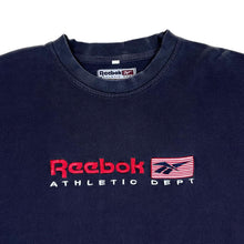 Load image into Gallery viewer, Early 00&#39;s Reebok Athletic Dept. Embroidered Logo Spellout Navy Blue T-Shirt
