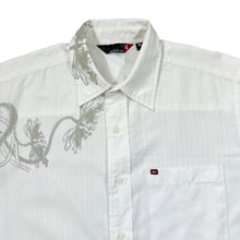 Load image into Gallery viewer, Early 00&#39;s QUIKSILVER Floral Surfer Graphic Short Sleeve Shirt
