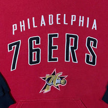 Load image into Gallery viewer, Reebok NBA Philadelphia 76ers Basketball Embroidered Black Red Pullover Hoodie
