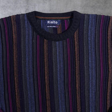 Load image into Gallery viewer, Vintage Rialto Multi Colour Striped Italian Merino Acrylic Knit Sweater Jumper
