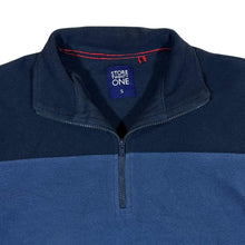 Load image into Gallery viewer, STORE TWENTY ONE Classic Colour Block Blue Navy 1/4 Zip Fleece Sweatshirt
