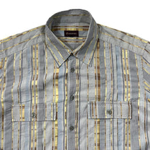 Load image into Gallery viewer, Early 00's Mulberry Abstract Y2K Multi Striped Long Sleeve Cotton Shirt
