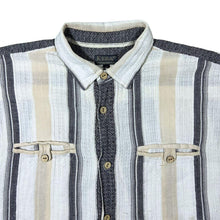 Load image into Gallery viewer, Vintage K'era Activewear Multi Striped Patterned Short Sleeve Cotton Flannel Shirt
