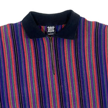 Load image into Gallery viewer, Vintage 90's Rush Made In USA Multi Colour Striped 1/4 Zip Short Sleeve Polo Shirt
