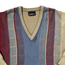 Load image into Gallery viewer, Vintage 90&#39;s GABICCI Grandad Patterned V-Neck Acrylic Wool Knit Sweater Jumper
