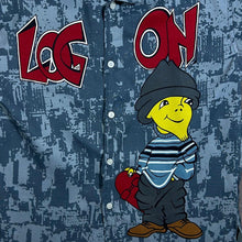 Load image into Gallery viewer, Early 00&#39;s Log On Hip Hop Y2K Patterned Grey Blue Short Sleeve Shirt
