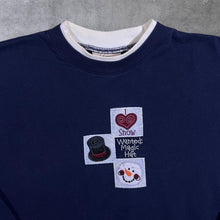 Load image into Gallery viewer, Vintage MC Sportswear Embroidered Christmas Snowman Festive Navy Blue Sweatshirt
