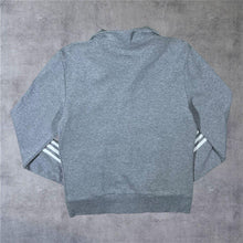 Load image into Gallery viewer, Adidas Classic Three Stripe Embroidered Mini Logo Grey Zip Sweatshirt Top
