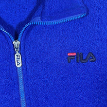 Load image into Gallery viewer, Early 00&#39;s FILA Embroidered Mini Logo Blue Zip Fleece Sweatshirt
