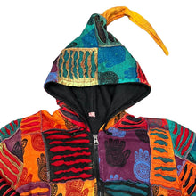 Load image into Gallery viewer, Vintage MADE IN NEPAL Handmade Patchwork 3D Panel Hippy Patterned Zip Hoodie
