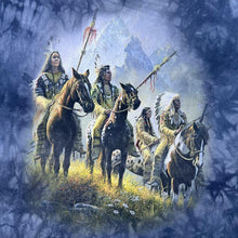 Load image into Gallery viewer, The Mountain Native American Graphic Blue Tie Dye Cotton T-Shirt

