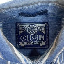 Load image into Gallery viewer, Vintage 90&#39;s Coliseum Blue White Striped Long Sleeve Cotton Button-Up Shirt
