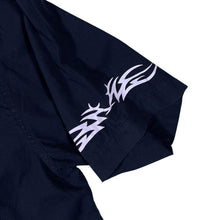 Load image into Gallery viewer, Early 00&#39;s Steve Menswear Y2K Tribal Biker Black Cotton Short Sleeve Shirt
