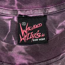 Load image into Gallery viewer, Vintage 90&#39;s WICKED WILLY&#39;S SURF WEAR &quot;100% Wicked&quot; Skater Surfer Graphic Tie Dye Distressed T-Shirt
