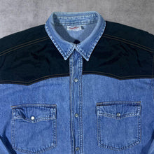 Load image into Gallery viewer, Vintage Arizona Jeans Cowboy Western Blue Denim Cotton Popper Long Sleeve Shirt
