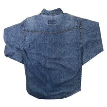 Load image into Gallery viewer, Vintage Men&#39;s Company Cowboy Western Embroidered Blue Denim Long Sleeve Shirt
