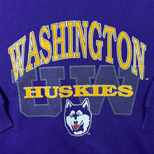 Load image into Gallery viewer, Vintage 90's Logo 7 "Washington Huskies" College Graphic Purple Sweatshirt
