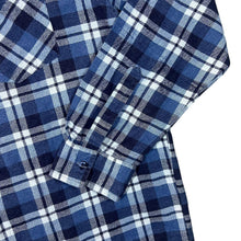 Load image into Gallery viewer, Vintage Halfmoon Navy White Blue Check Long Sleeve Cotton Flannel Shirt
