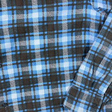 Load image into Gallery viewer, Vintage Johaj Blue Grey White Plaid Check Long Sleeve Cotton Flannel Shirt
