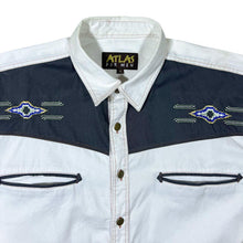 Load image into Gallery viewer, Vintage Atlas For Men Cowboy Western Embroidered Aztec Long Sleeve Cotton Shirt
