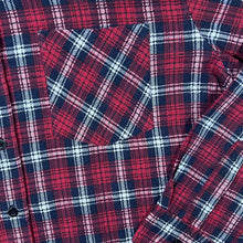 Load image into Gallery viewer, Vintage J.Explorer Red Navy White Plaid Check Long Sleeve Cotton Flannel Shirt
