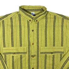 Load image into Gallery viewer, Vintage 90&#39;s Yellow Black Grey Striped Long Sleeve Cotton Button-Up Shirt
