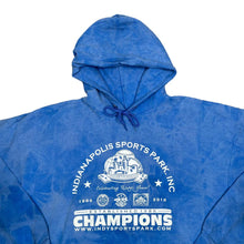Load image into Gallery viewer, INDIANAPOLIS SPORTS PARK INC. &quot;Champions&quot; Sports Souvenir Spellout Graphic Tie Dye Pullover Hoodie
