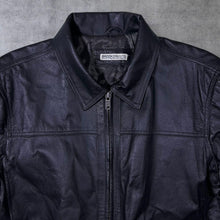Load image into Gallery viewer, Early 00&#39;s Brooker Classic Black Genuine Real Leather Zip Bomber Jacket

