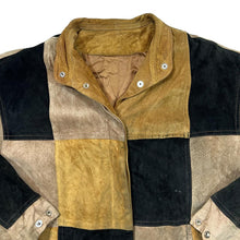 Load image into Gallery viewer, Vintage 100% Pig Suede Genuine Real Leather Packwork Leather Jacket
