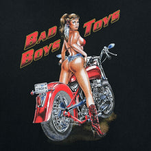 Load image into Gallery viewer, Vintage Jerzees BAD BOYS TOYS Gothic Biker Pinup Girl Spellout Graphic T-Shirt

