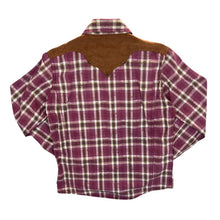 Load image into Gallery viewer, IKKA Represents Cowboy Western Check Suede Effect Panel Popper Long Sleeve Shirt
