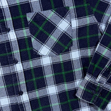 Load image into Gallery viewer, Vintage Portonova Navy Green Grey Plaid Check Long Sleeve Cotton Flannel Shirt
