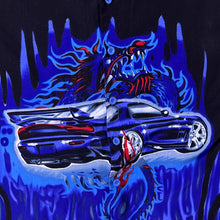 Load image into Gallery viewer, Early 00's Snow Dragon Goth Y2K Flaming Dragon Car Graphic Open Collar Shirt
