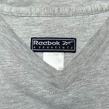 Load image into Gallery viewer, Early 00’s Reebok Essentials Embroidered Mini Logo Spellout V-Neck Grey T-Shirt
