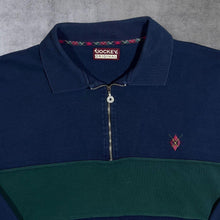Load image into Gallery viewer, Vintage Jockey Original Golf Navy Blue Green Colour Block 1/4 Zip Collared Sweatshirt
