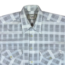 Load image into Gallery viewer, Vintage M.ZEKI GOLHAN Plaid Check Grey White Short Sleeve Flannel Shirt
