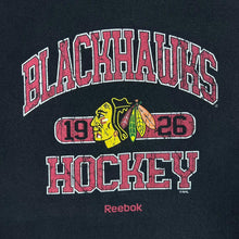 Load image into Gallery viewer, Reebok NHL CHICAGO BLACKHAWKS Ice Hockey Logo Spellout Graphic T-Shirt
