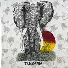 Load image into Gallery viewer, Vintage TANZANIA &quot;Safari&quot; Elephant Wildlife All-Over Print Souvenir Graphic T-Shirt
