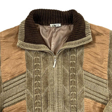 Load image into Gallery viewer, Vintage 90&#39;s J.J.WILLIS Suede Effect Panel Acrylic Knit Zip Sweater Jumper
