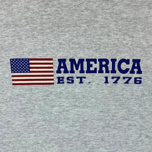 Load image into Gallery viewer, Vintage Tee Jays AMERICA Flag Patriotic Souvenir Spellout Graphic Grey T-Shirt
