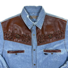 Load image into Gallery viewer, Vintage STARS &amp; STRIPES Cowboy Western Style Long Sleeve Blue Denim Shirt
