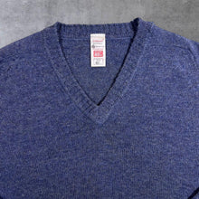 Load image into Gallery viewer, Vintage St Michael Marks &amp; Spencer Shetland Wool V-Neck Blue Knit Sweater Jumper

